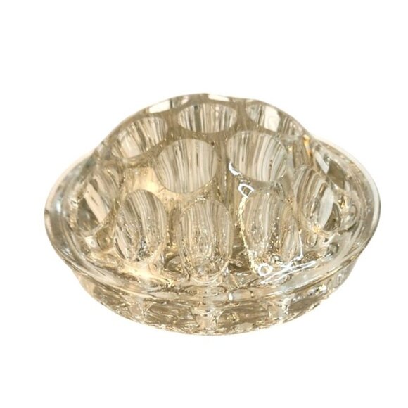 Vintage Clear Glass Flower Frog Holder Floral Arranger19 hole 4.5 x 2 inch - Picture 5 of 7
